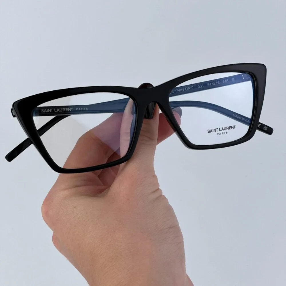 Saint Laurent SL737 Mica Thin OPT 001 BRAND NEW Eyeglasses Black Cat Eye Unisex